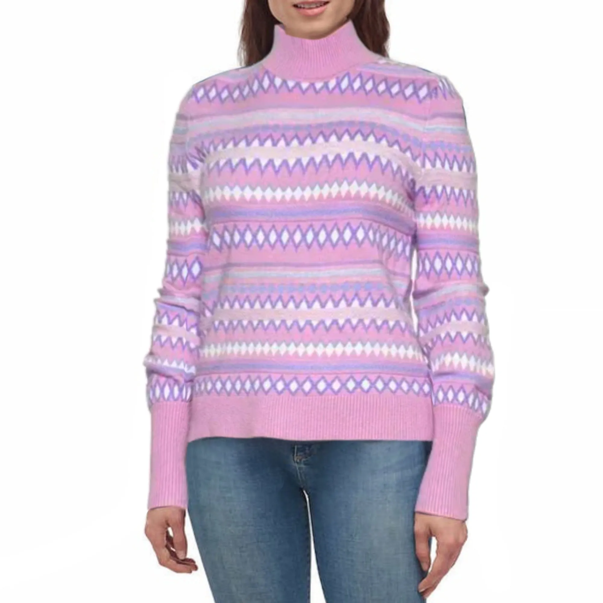 Aspen Women's Super Soft Fair Isle Funnel Neck Sweater