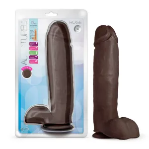 Au Naturel Huge 10 inches Dildo Chocolate Dark Brown Skin Tone Realistic Penis Shaped Dong