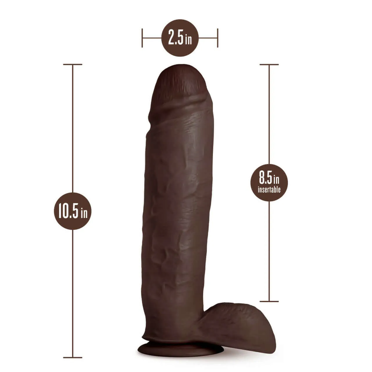 Au Naturel Huge 10 inches Dildo Chocolate Dark Brown Skin Tone Realistic Penis Shaped Dong