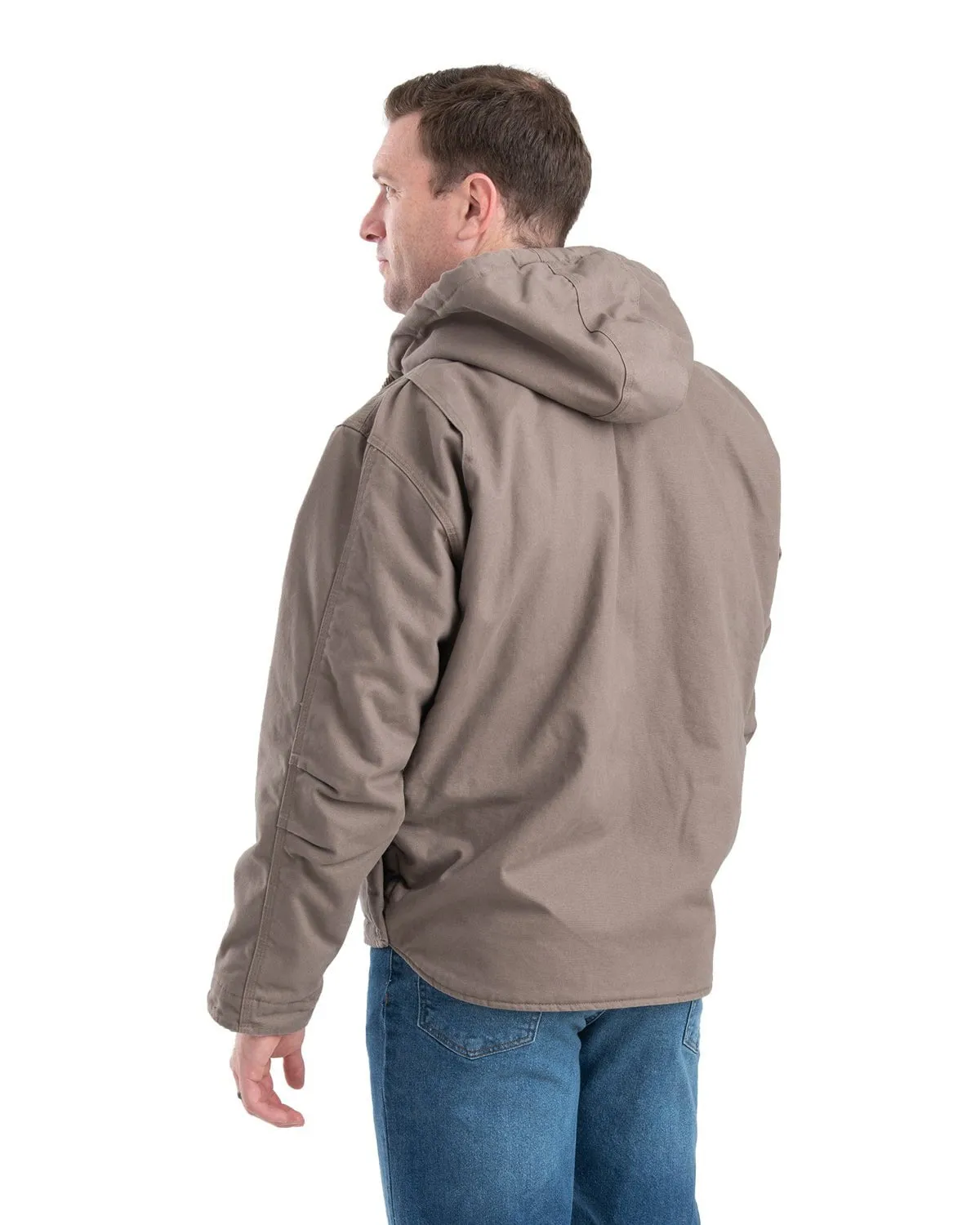 Berne Mens Heartland Washed Duck Hooded Work Grey Stone 100% Cotton Coat