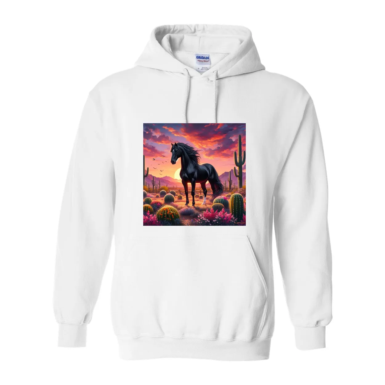 Black Stallion Desert Sunset Pull Over Front Pocket Hoodies