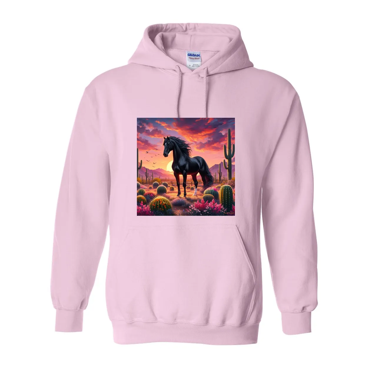 Black Stallion Desert Sunset Pull Over Front Pocket Hoodies