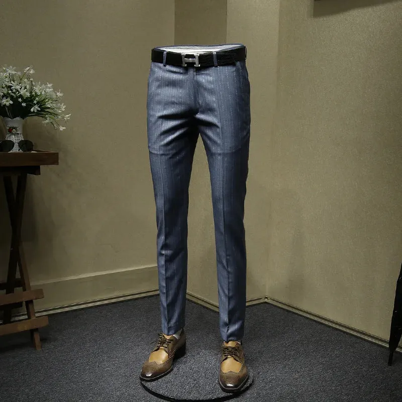 Blue Striped Slim Fit Pants