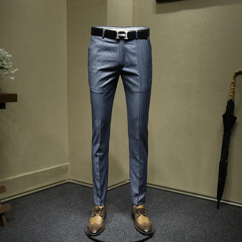 Blue Striped Slim Fit Pants