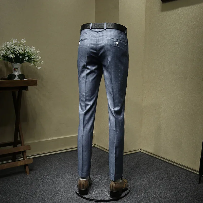 Blue Striped Slim Fit Pants