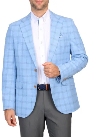 Blue Textured Shadow Plaid Sport Coat