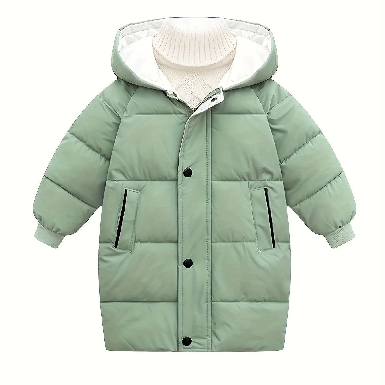 Boys Girls Winter Hooded Long Down Coats Outwear Kids Windproof Puffer Jackets Padded Parka Outwear 4-9T