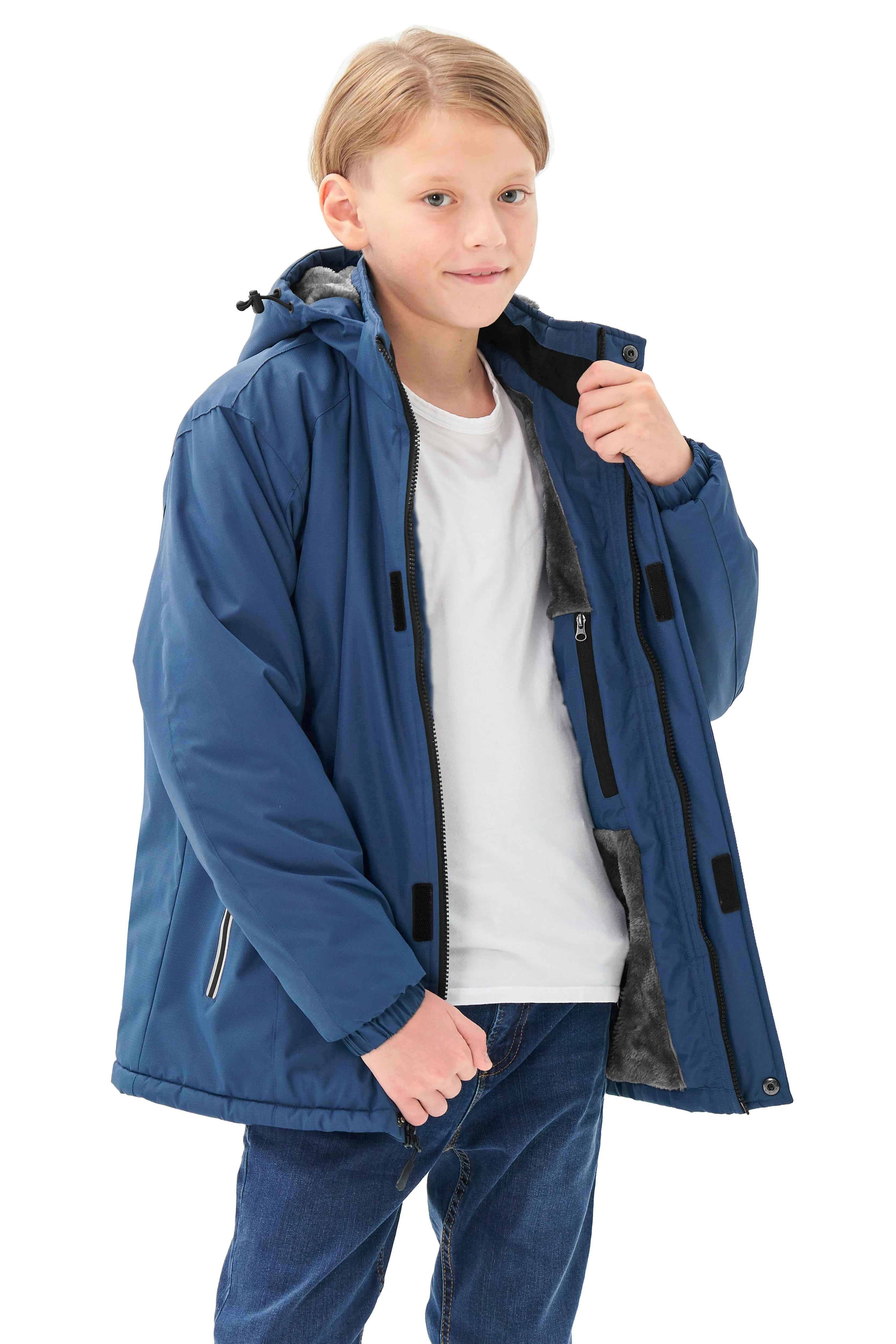 Boys' Winter Ski Warm Hooded Jacket