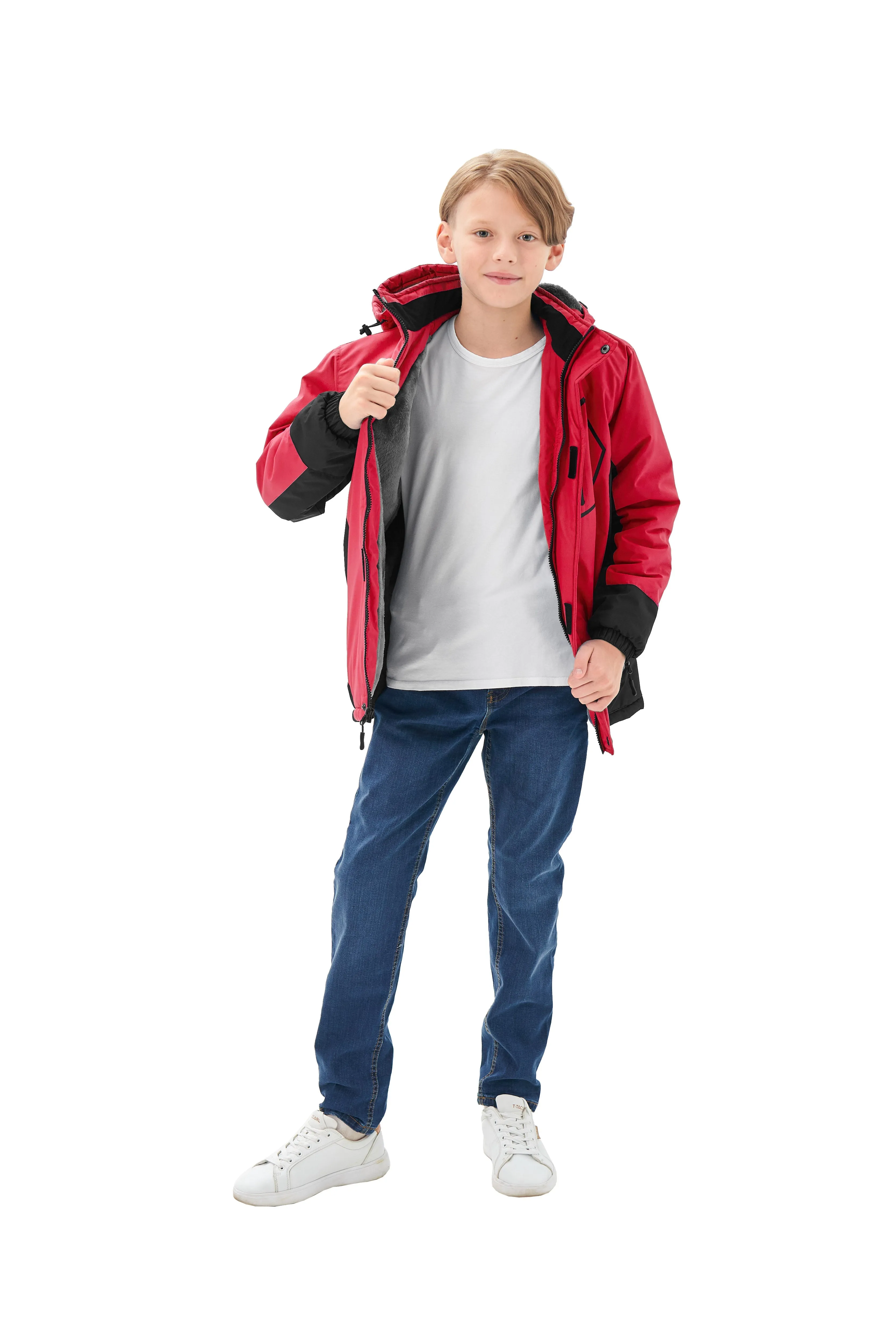 Boys' Winter Ski Warm Hooded Jacket