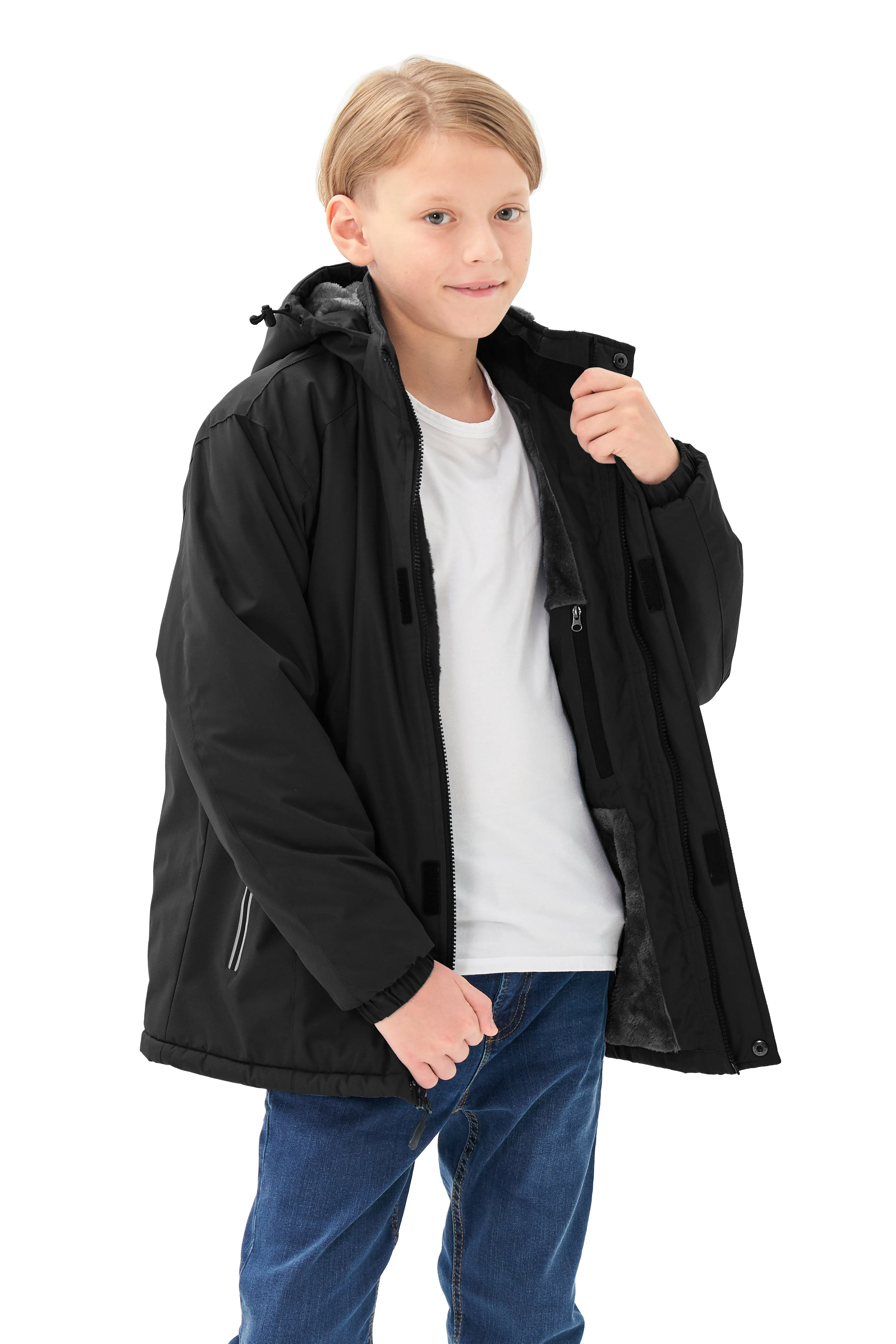 Boys' Winter Ski Warm Hooded Jacket