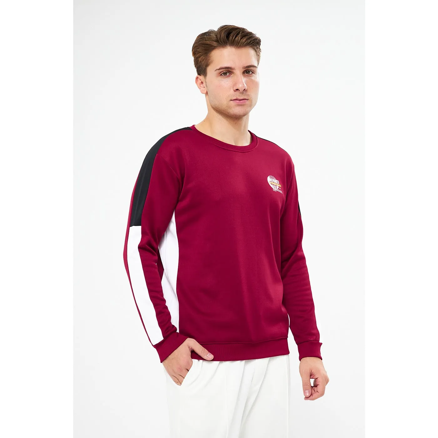 Burgundy Stripe Crew Neck Sweatshirt