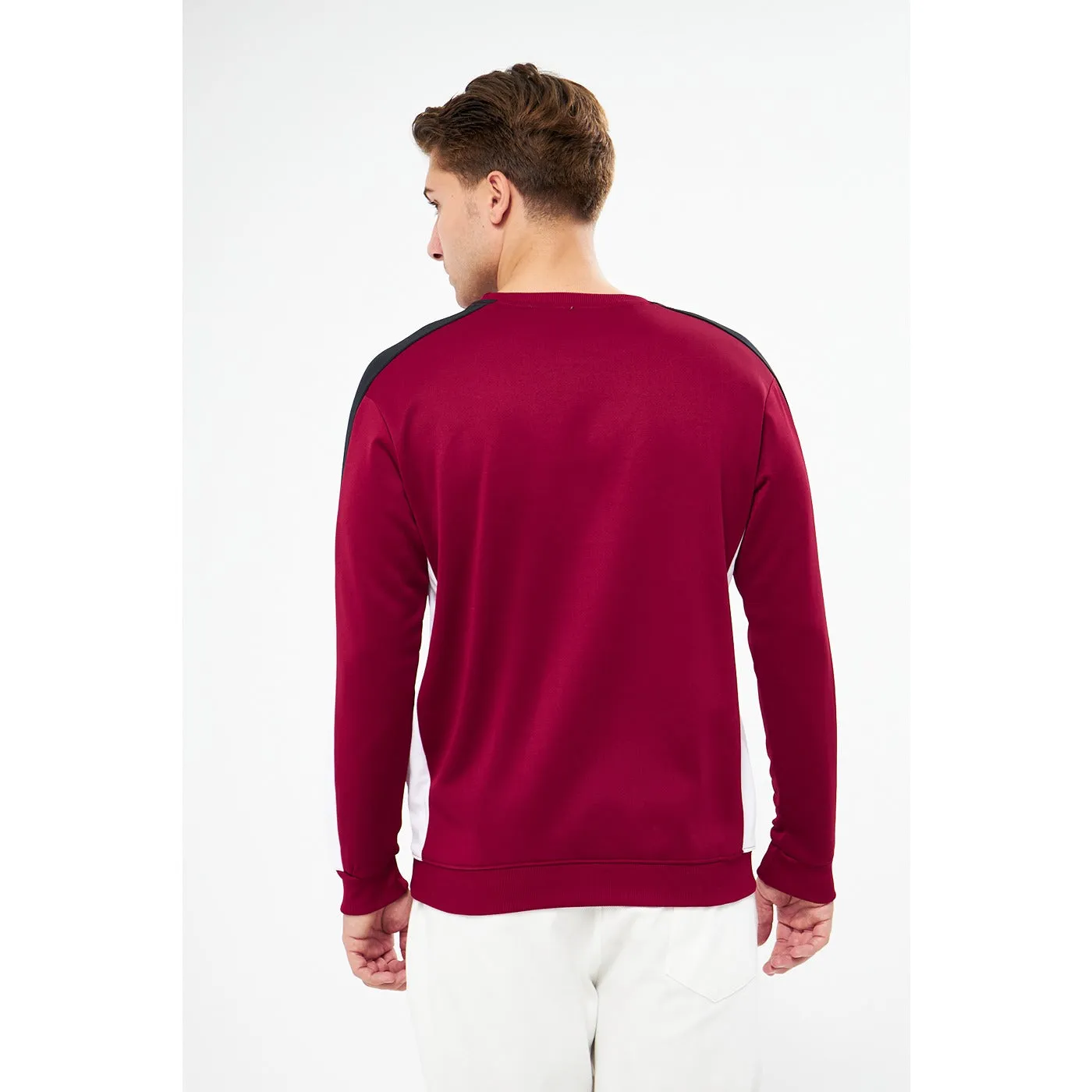 Burgundy Stripe Crew Neck Sweatshirt