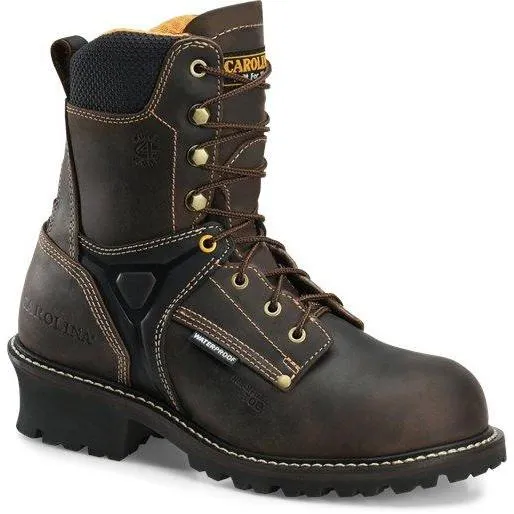 Carolina Men's Timber 8" Comp Toe WP Logger Work Boot - Brown - CA6921