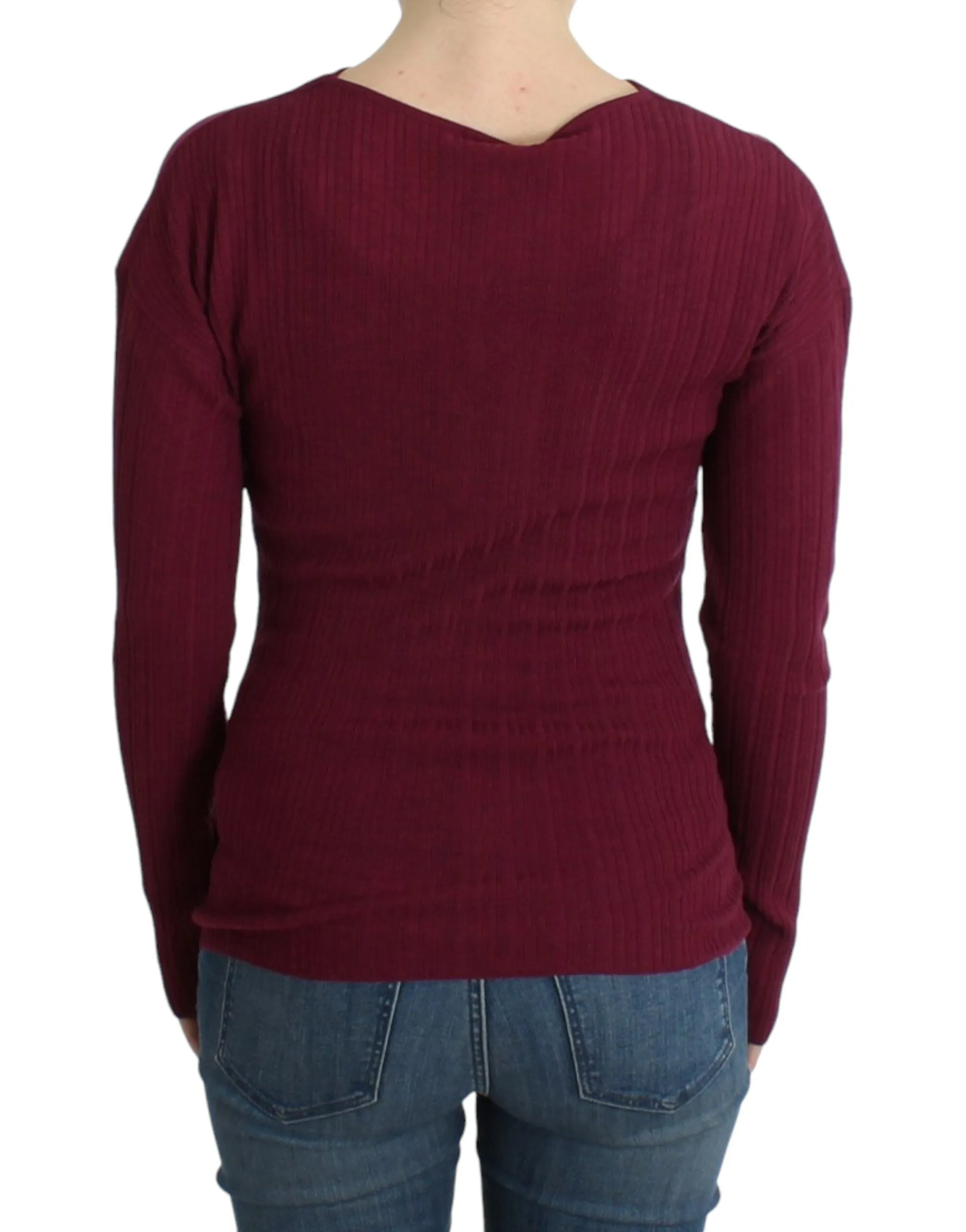 Cavalli Elegant Purple Keyhole Wool Sweater