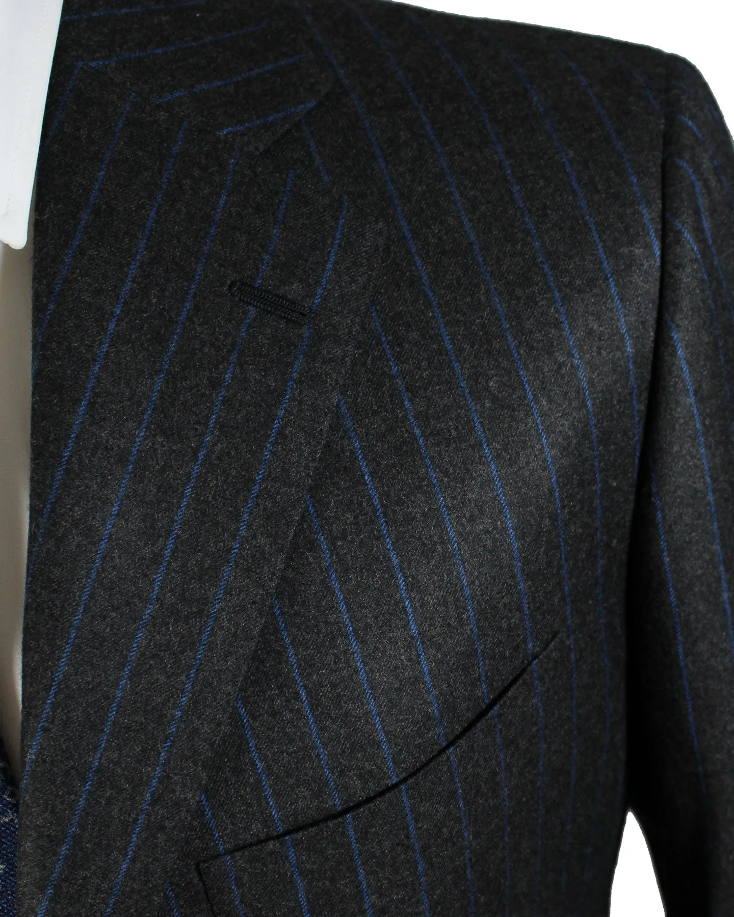 Cesare Attolini Suit Gray Royal Blue Stripes - Pleated Pants EU 50/ US 40 SALE