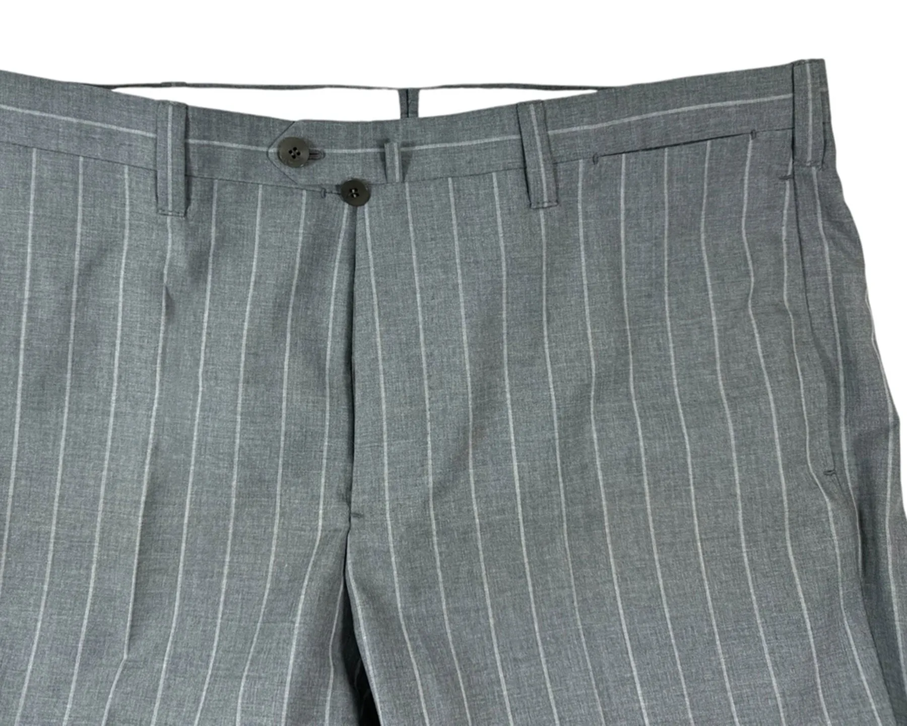 Cesare Attolini Suit Gray Stripes Peak Lapel EU 56/ US46