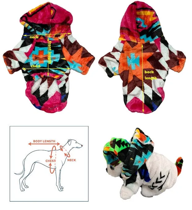 Chihuahua Puppy Native American Style Design Super Soft Dogs hoodies. Dog coat. Dogs clothes. Southwest clothes