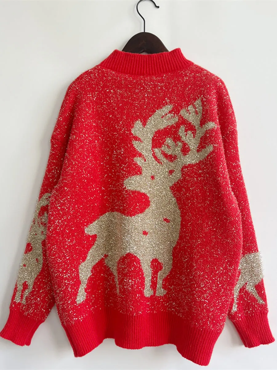 Christmas Snowflake Round Neck Sweater