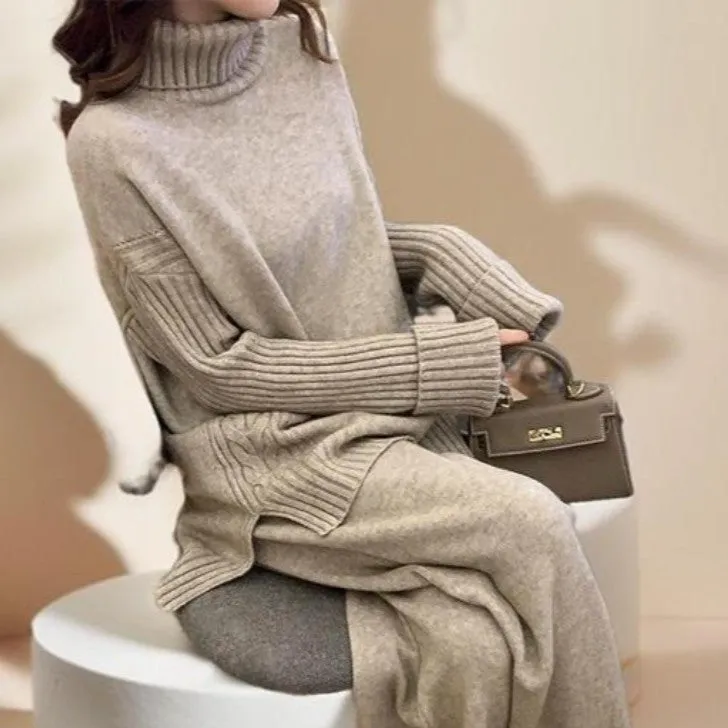 Comfy and Stylish Turtleneck and Wide-Leg Pants Set