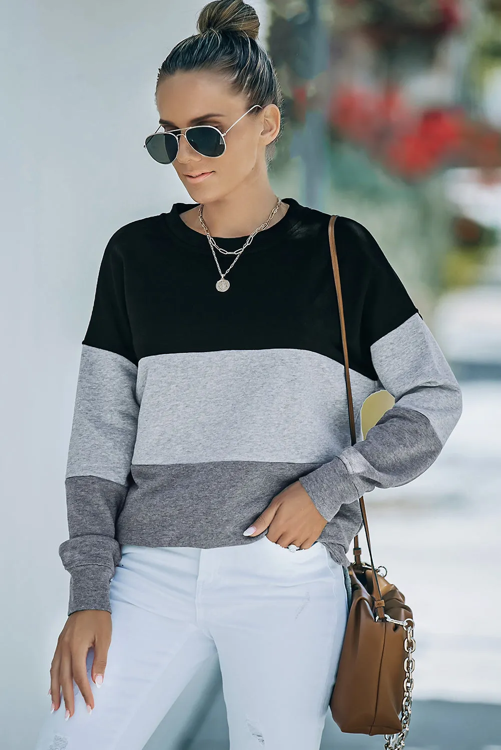 Contrast Stitching Sweatshirt