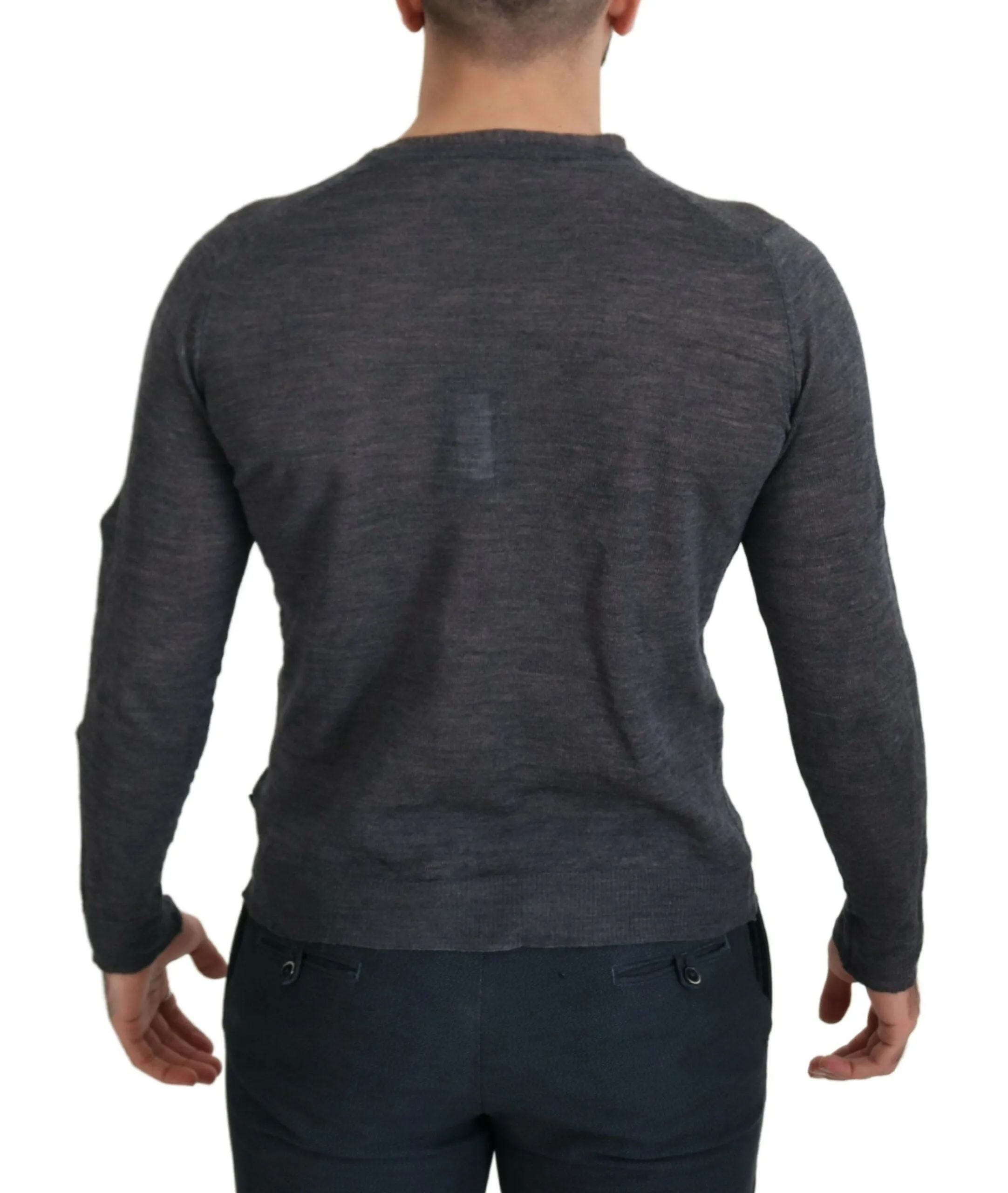 Costume National Sleek Gray Crewneck Pullover Sweater