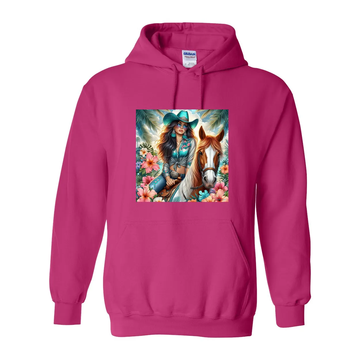 Cowgirl Tropics Pull Over Front Pocket Hoodies