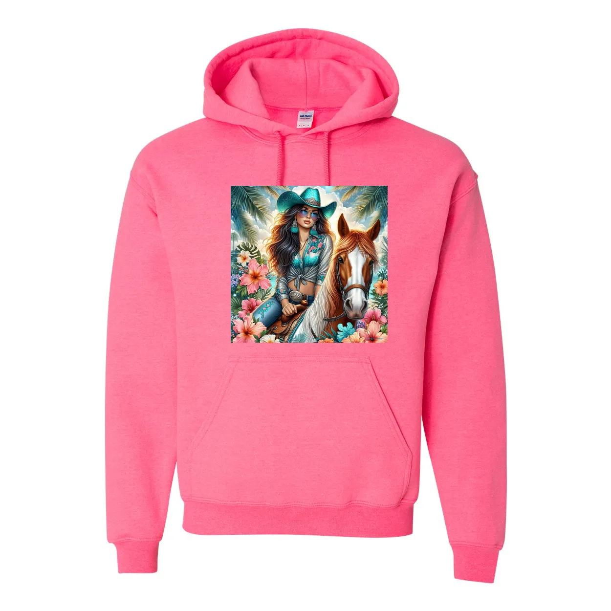 Cowgirl Tropics Pull Over Front Pocket Hoodies