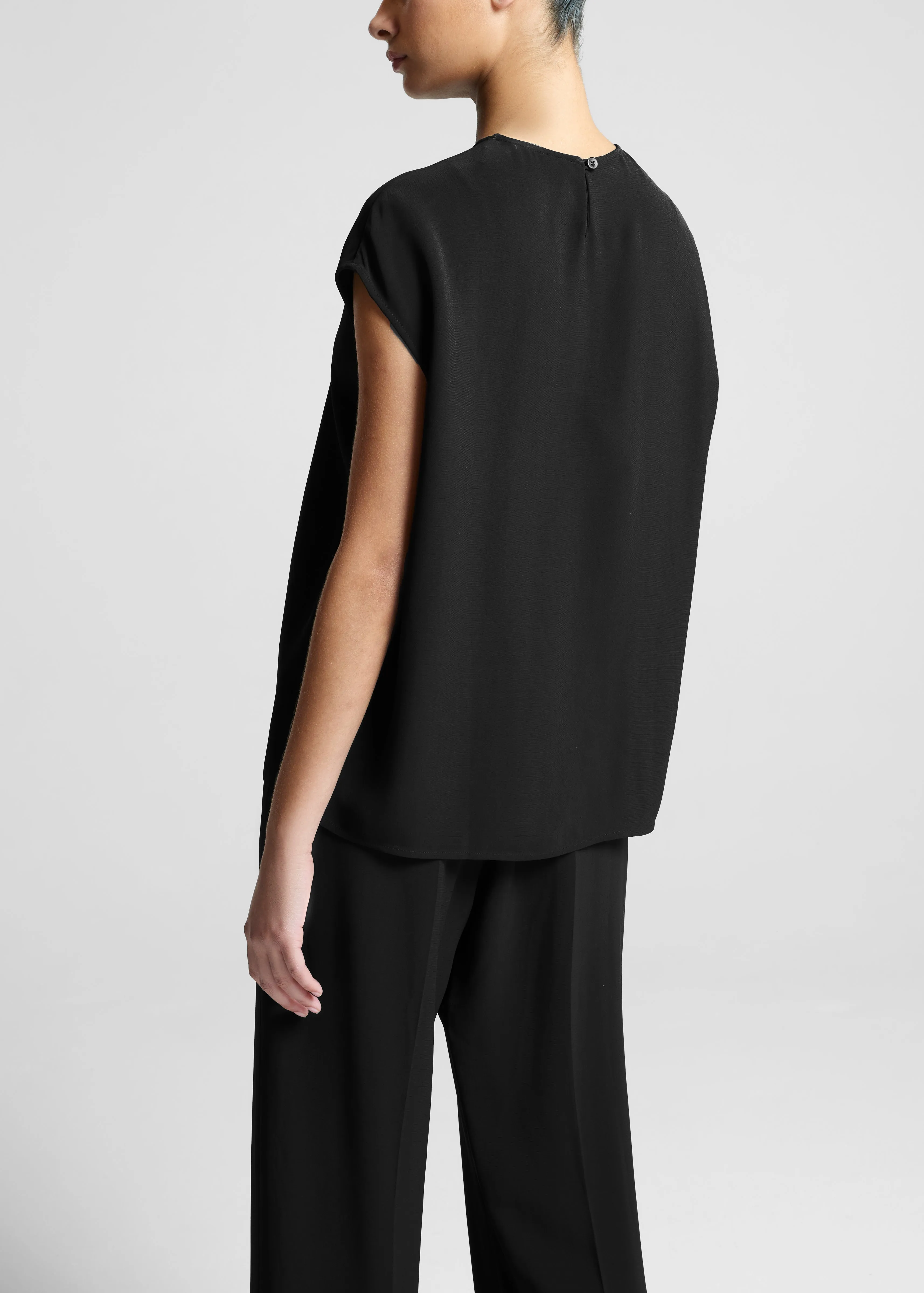 Dasha Sleeveless Top Black Viscose Crepe