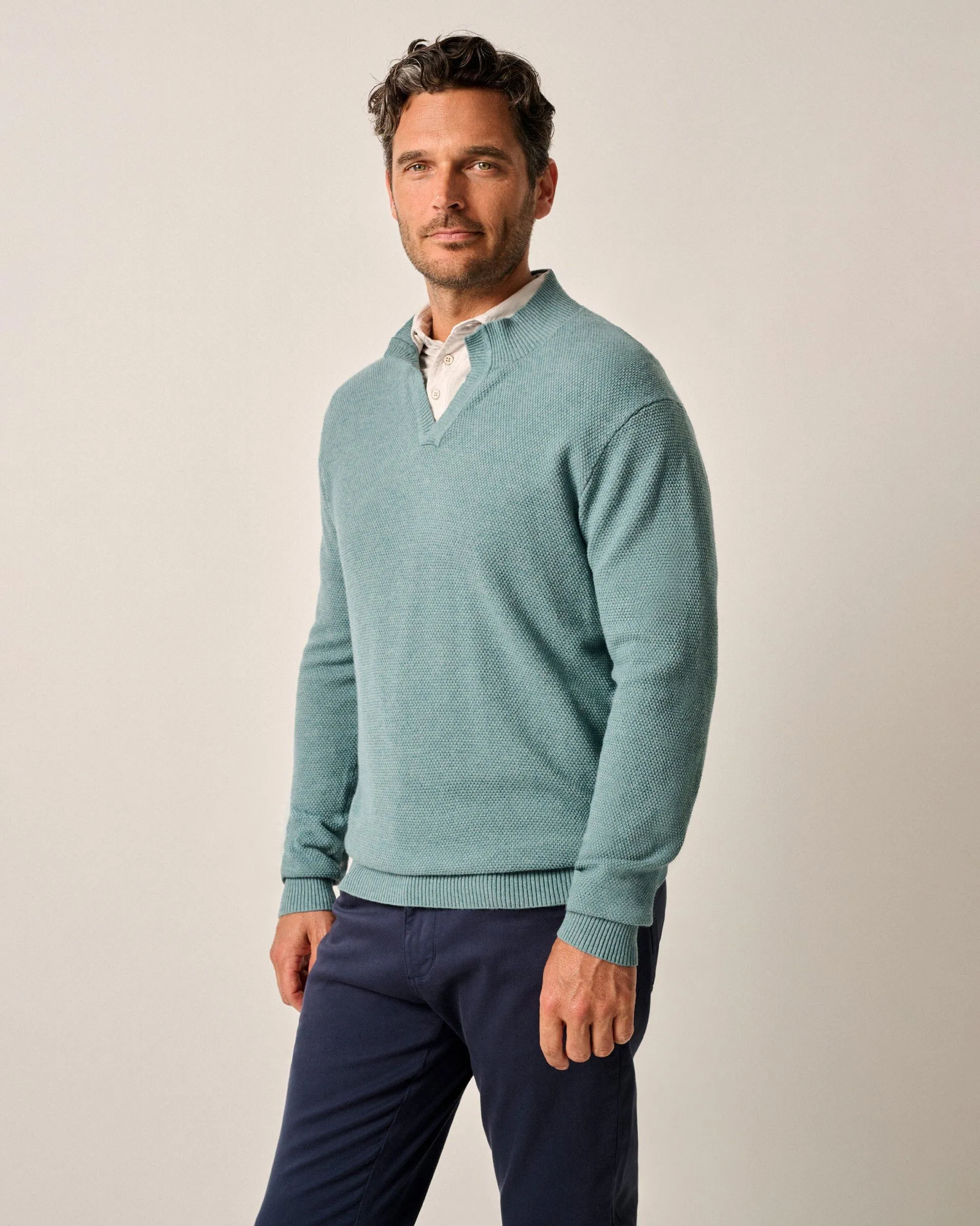 Esteban Johnny Collar Sweater in Baltic by Johnnie-O