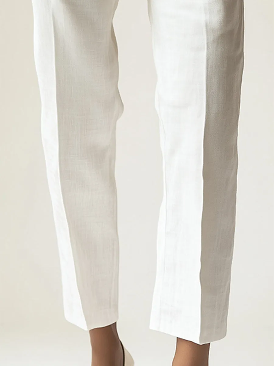 Fashionable Casual White Linen Pants