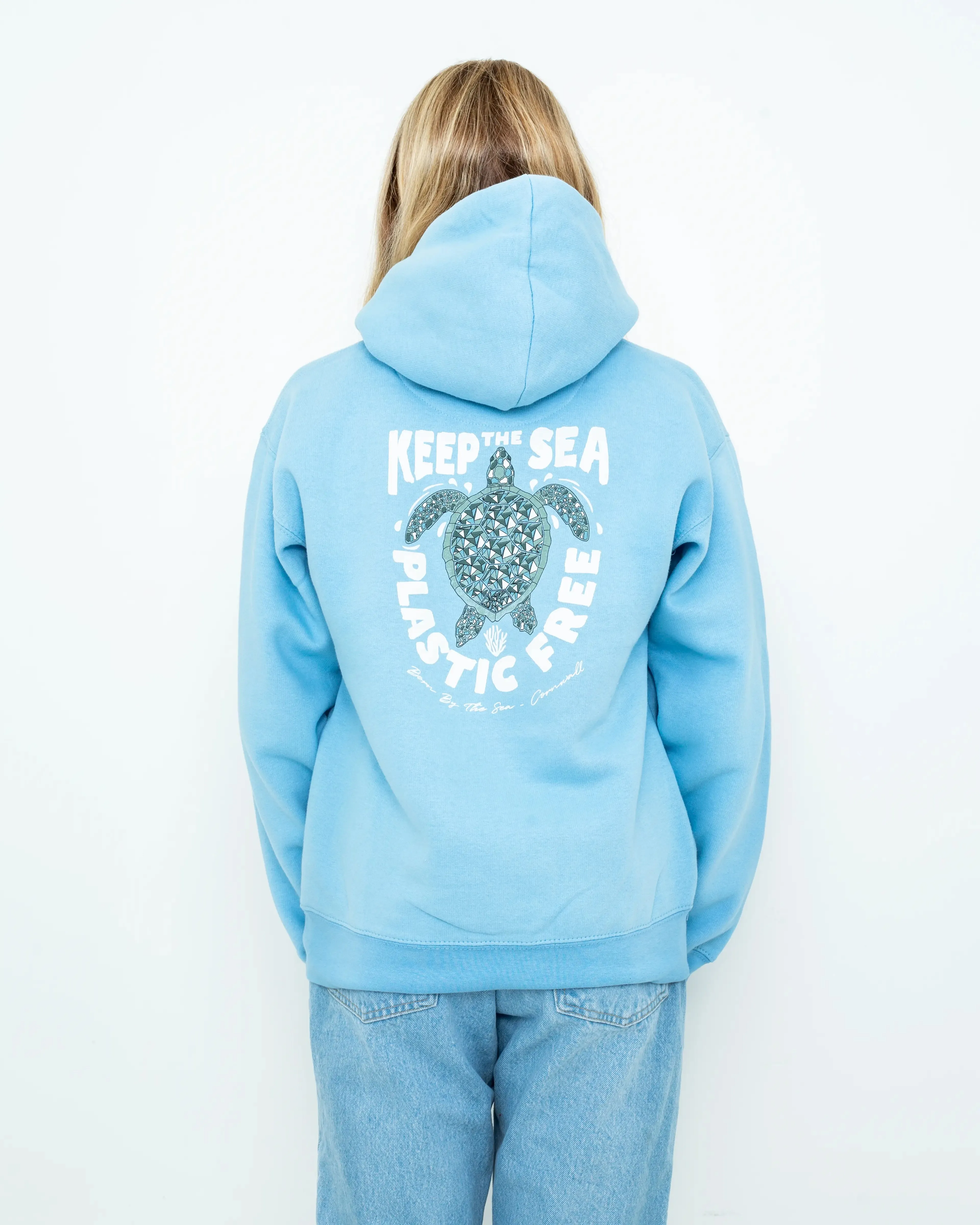 Girls Turtle Hoodie in Powder Blue