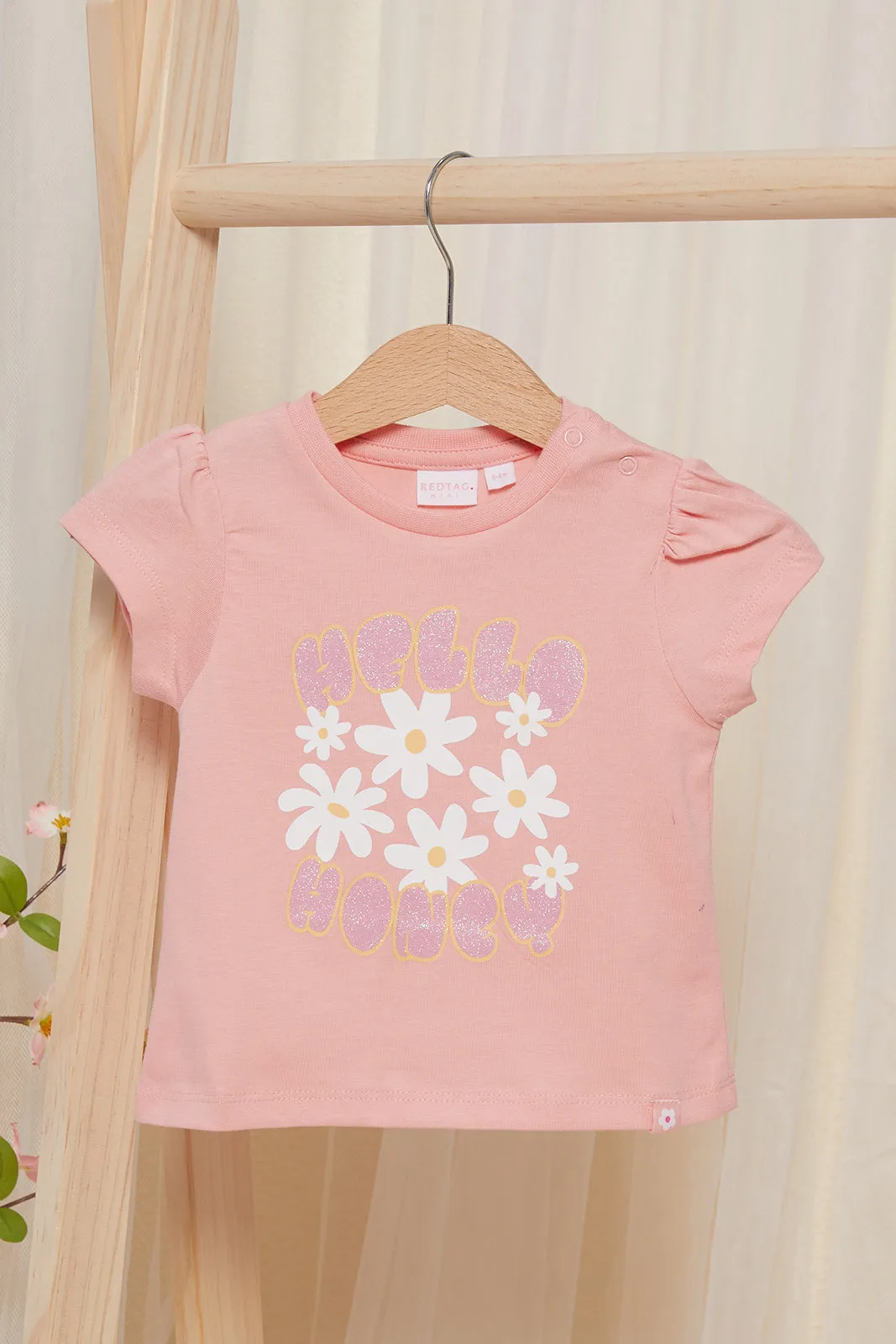 Infant Girls Orange Printed T-shirt