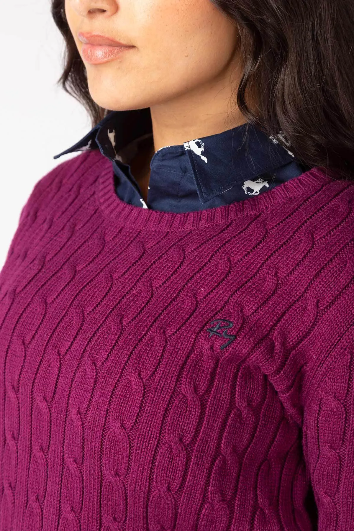 Ladies Crew Neck Cable Knit Jumper