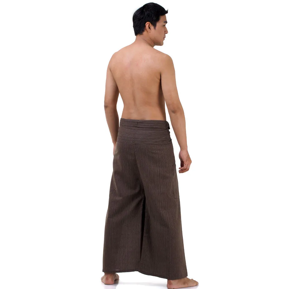 Mahogany Brown Men's Pinstripe Thai Fisherman Pants