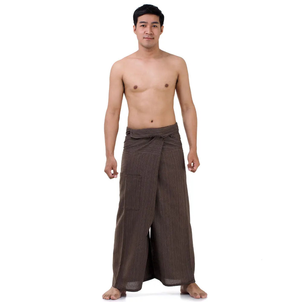 Mahogany Brown Men's Pinstripe Thai Fisherman Pants