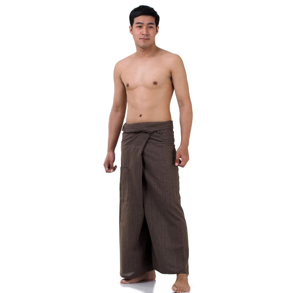 Mahogany Brown Men's Pinstripe Thai Fisherman Pants