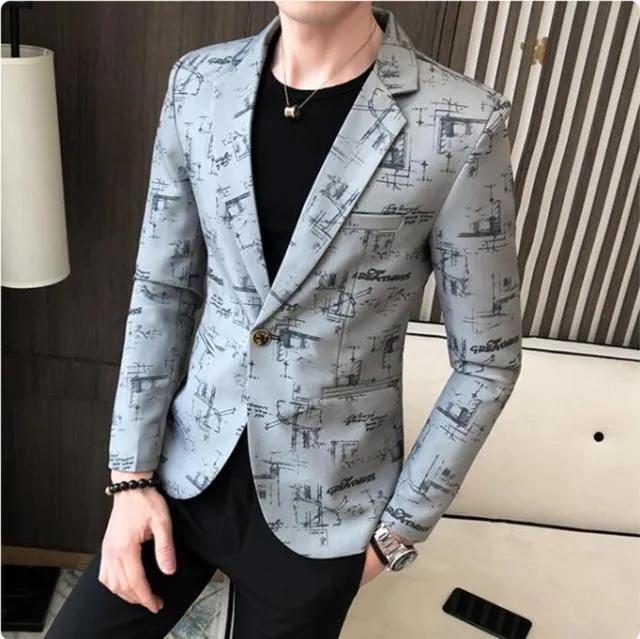 Men Blazer Spring New Colorblock Plaid Blazer Men Slim Casual Man Blazers Wedding Business Party Clothing Dress Men Coats