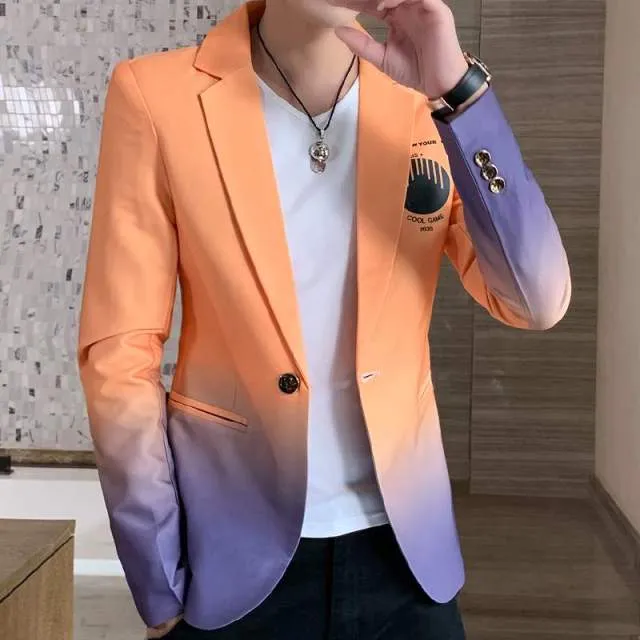 Men Blazer Spring New Colorblock Plaid Blazer Men Slim Casual Man Blazers Wedding Business Party Clothing Dress Men Coats