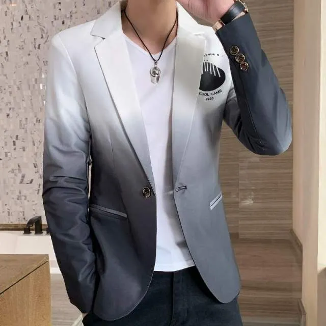 Men Blazer Spring New Colorblock Plaid Blazer Men Slim Casual Man Blazers Wedding Business Party Clothing Dress Men Coats