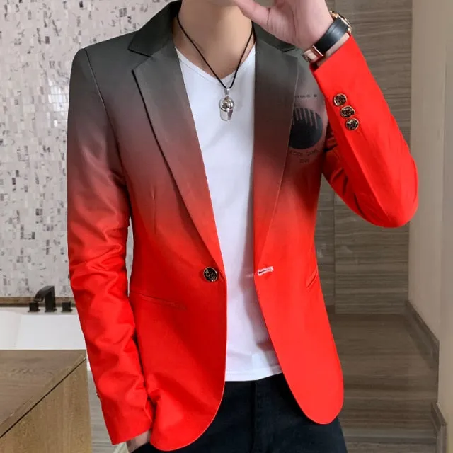 Men Blazer Spring New Colorblock Plaid Blazer Men Slim Casual Man Blazers Wedding Business Party Clothing Dress Men Coats