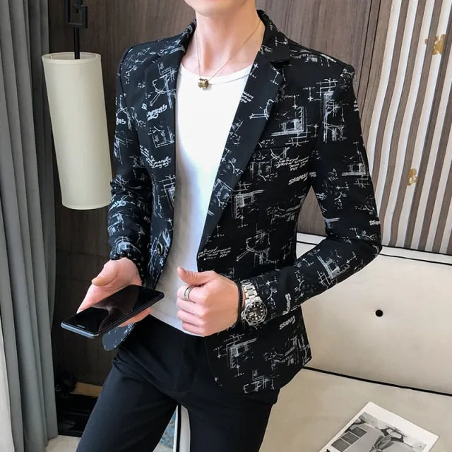 Men Blazer Spring New Colorblock Plaid Blazer Men Slim Casual Man Blazers Wedding Business Party Clothing Dress Men Coats