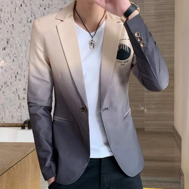 Men Blazer Spring New Colorblock Plaid Blazer Men Slim Casual Man Blazers Wedding Business Party Clothing Dress Men Coats