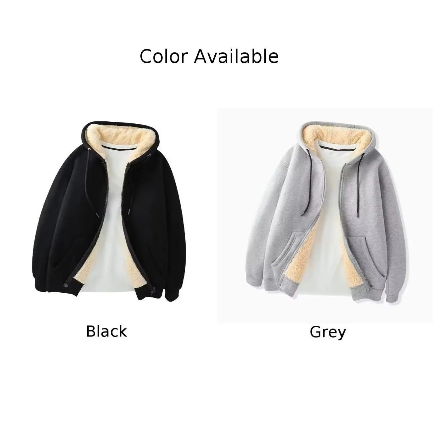 Men Fleece Warm Coats Full Zip Tops Jacket Long Sleeve Hoodies Hooded Sweatshirt Coat Casual Comfortable Breathable Outwear