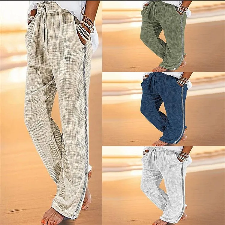 Men's Casual Drawstring Zipper Stretch Pants