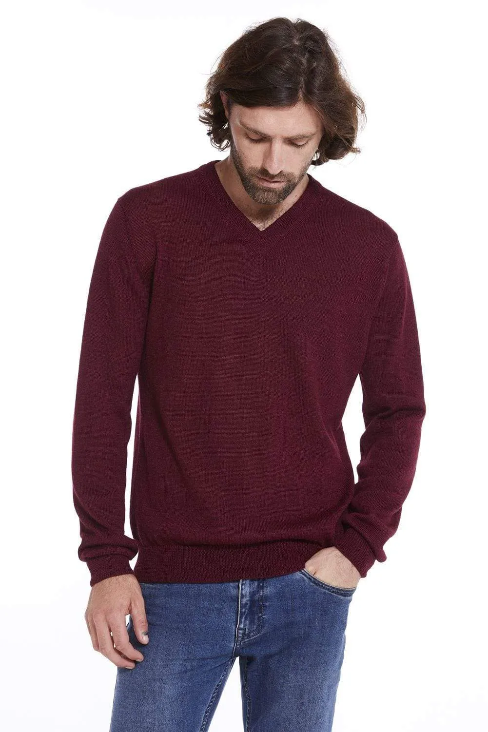 Men's Classic V-Neck Baby Alpaca Sweater