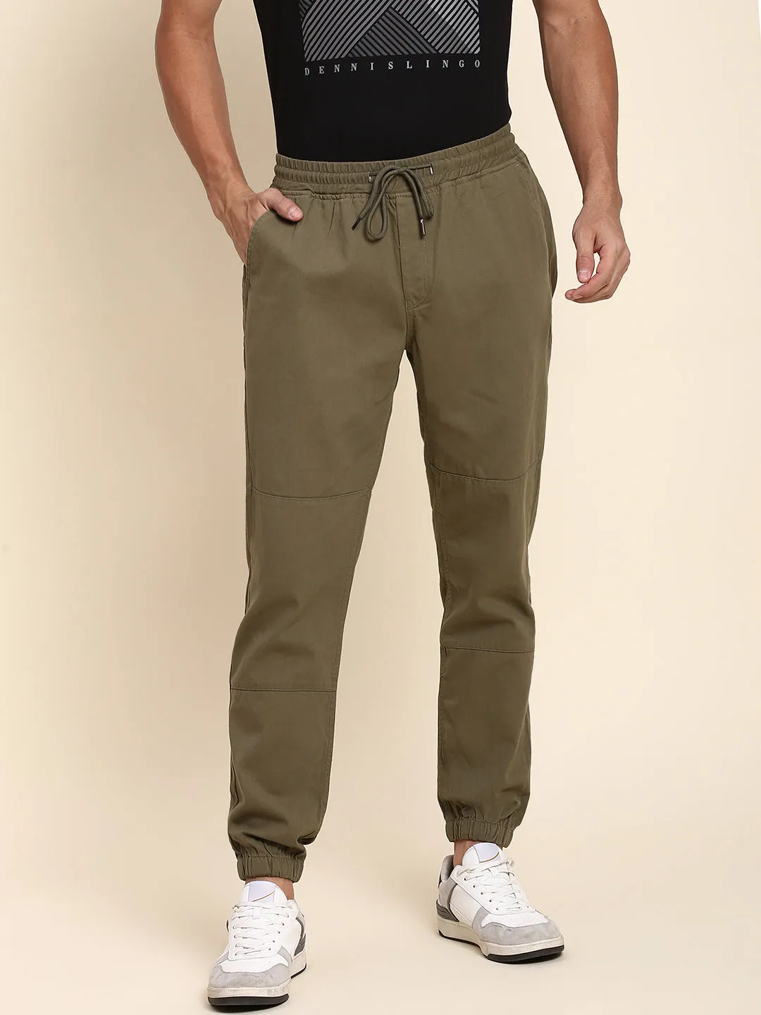 Men's Light Olive Joggers Comfortable Bottomwear With Smart Casual Look