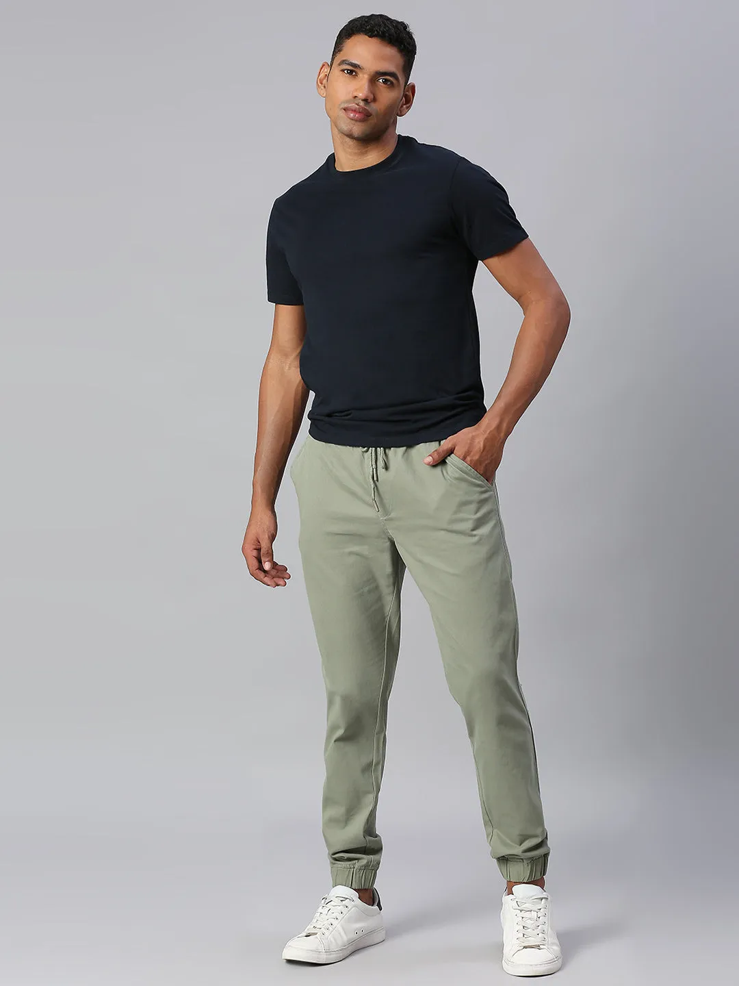 Men's Straight Fit Cotton Joggers (Sage)