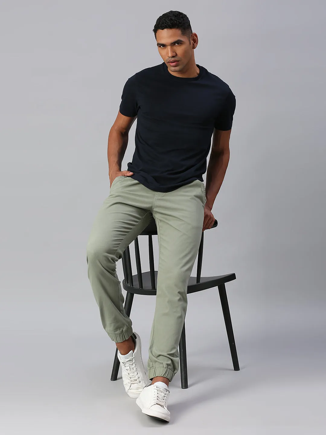 Men's Straight Fit Cotton Joggers (Sage)