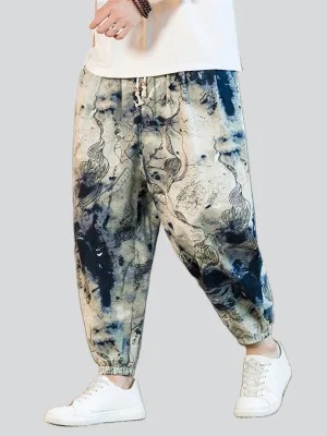 Men's Stylish Retro Graphic Print Ankle Banded Pants