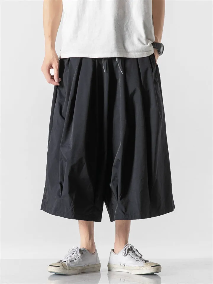 Men's Summer Stylish Reflective Oversized Drawstring Cropped Pants